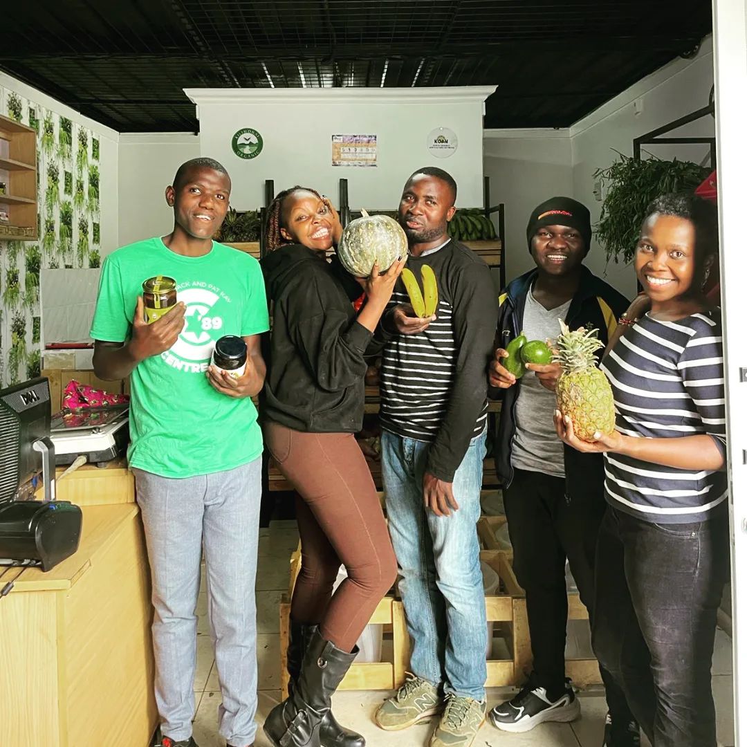 Farmers with harvested crops