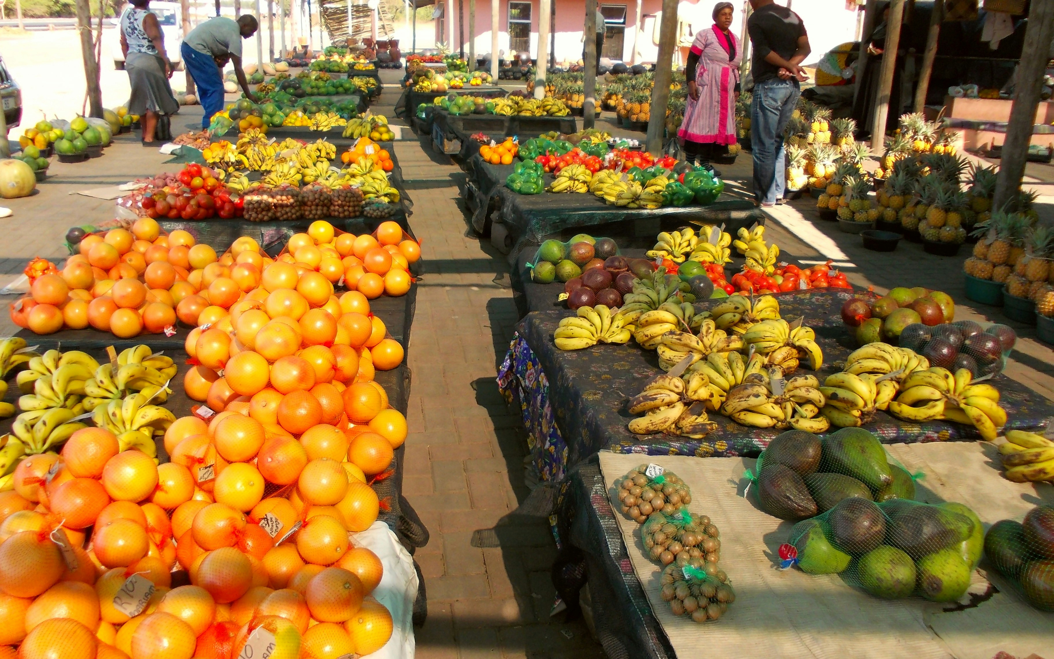 African marketplace with fresh organic produce